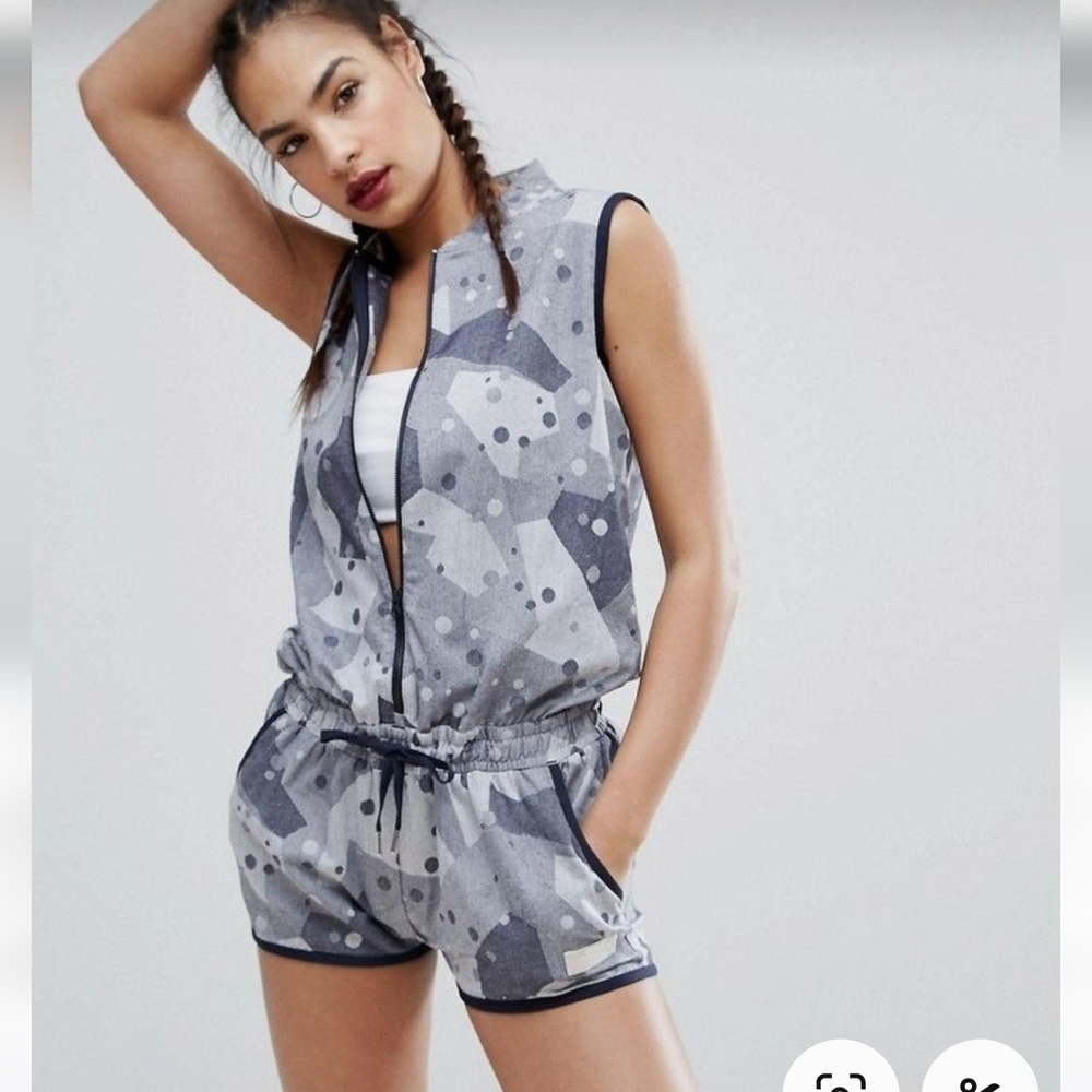 Adidas Originals Regista Romper - Blue/Gray Camo Size 6